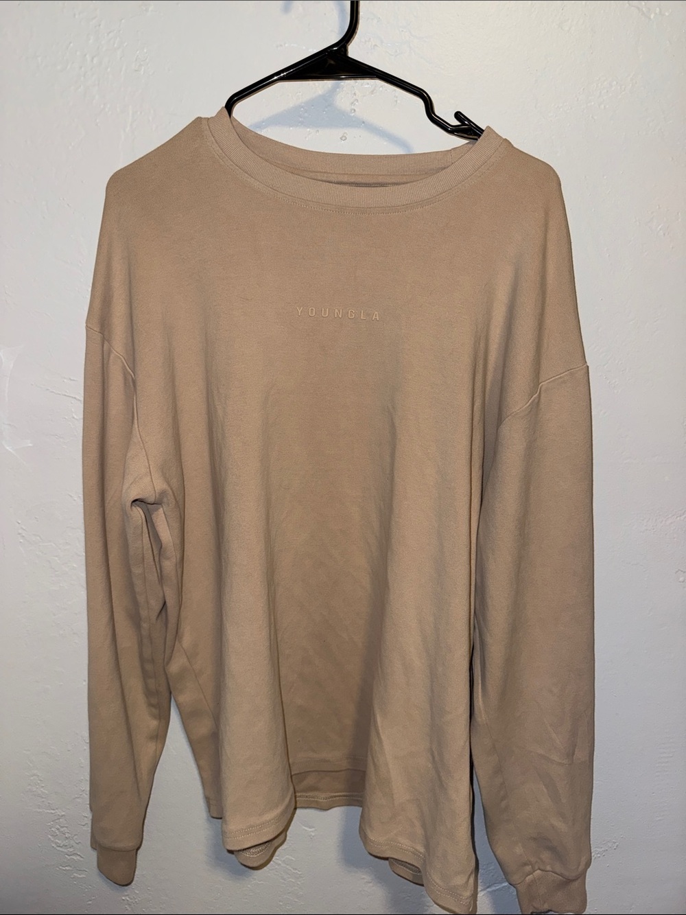 YoungLA Long Sleeve Crewneck Sweatshirt in Tan